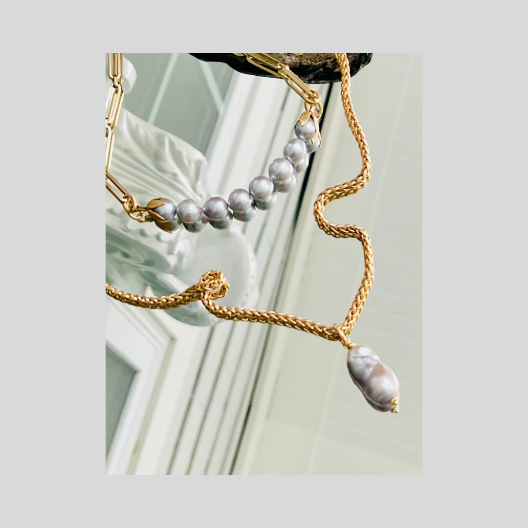 Sage Silver Freshwater Pearl Necklace