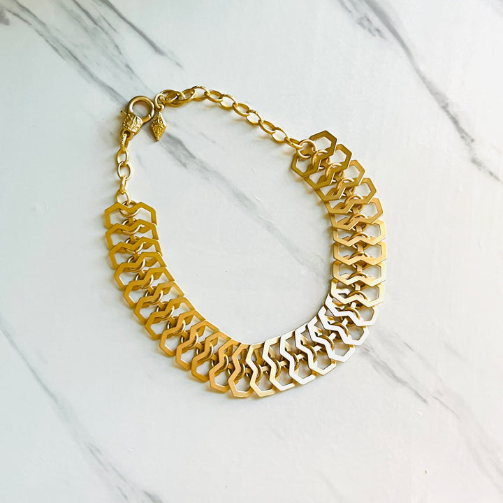 Kylie Reticulated Choker Necklace in Matte Gold and Vintage Silver