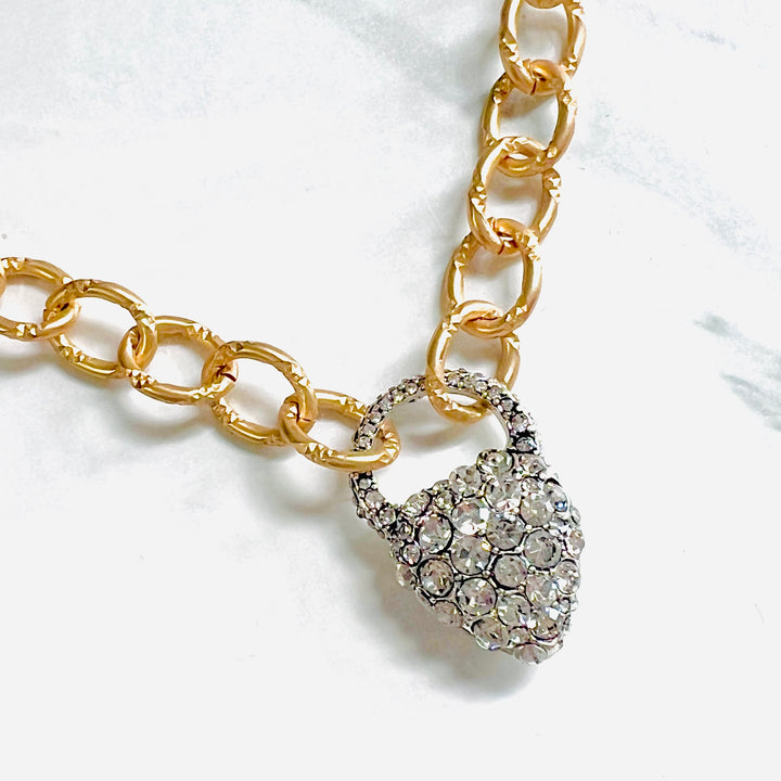 Mia Silver and Gold Crystal Heart Necklace