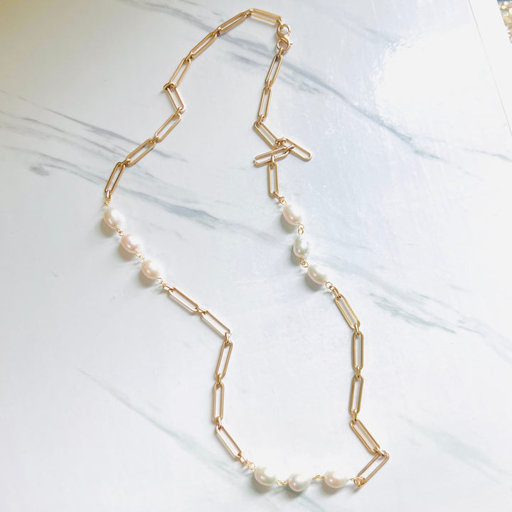 Celine Paperclip and Pearl Chain Convertible Necklace