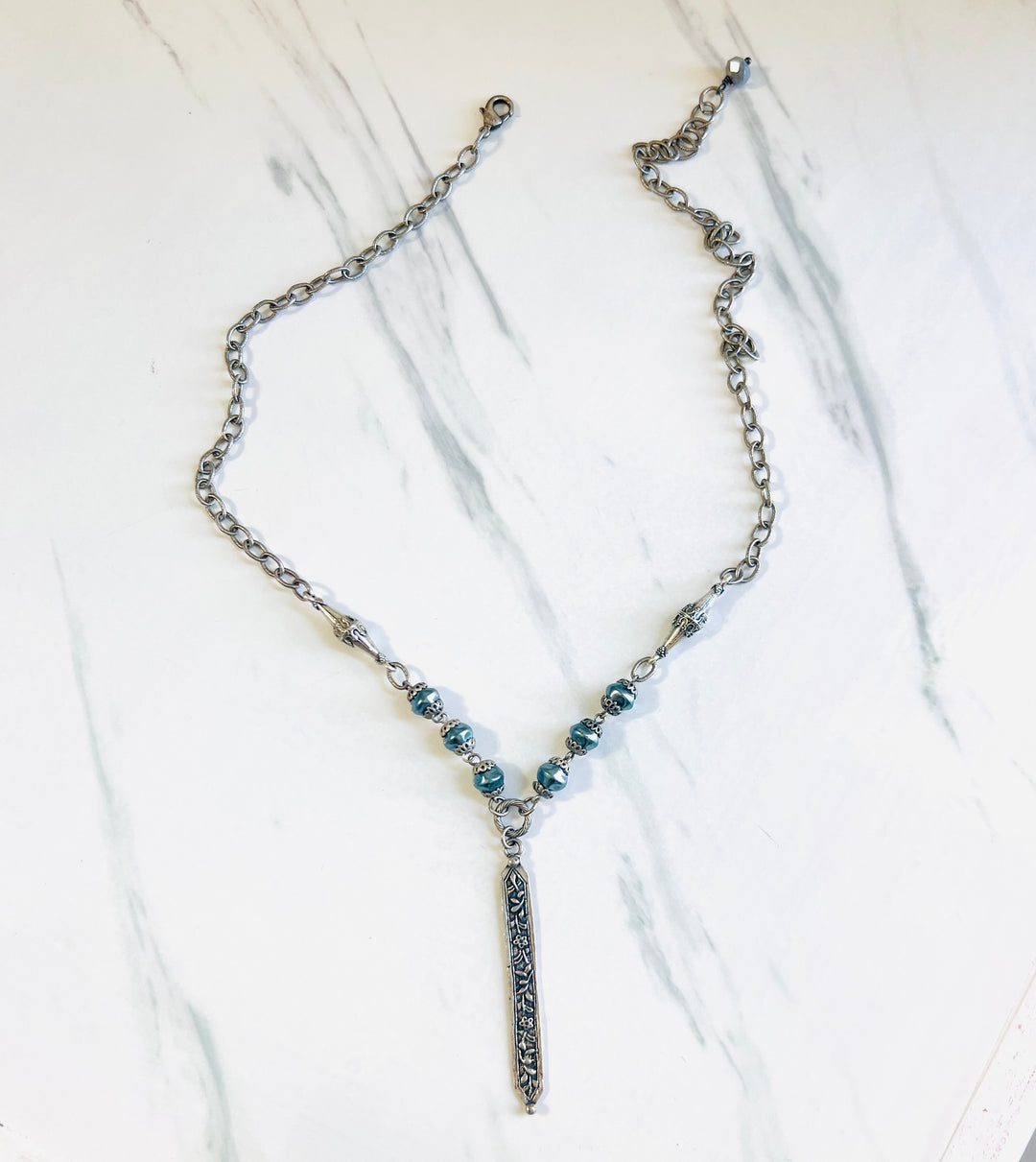 Lionheart Blue Pearl and Crystal Multi Strand Necklace