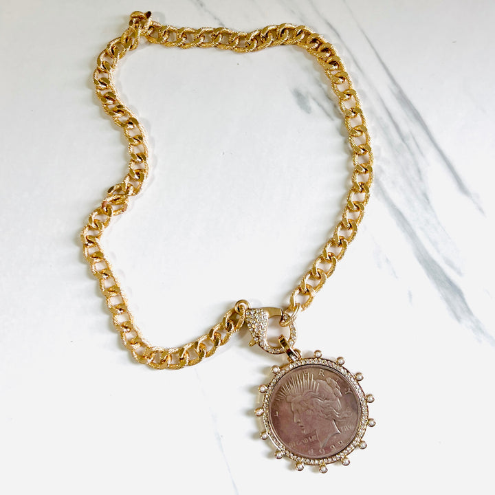 Pearl Lady Morgan Coin Pendant Necklace