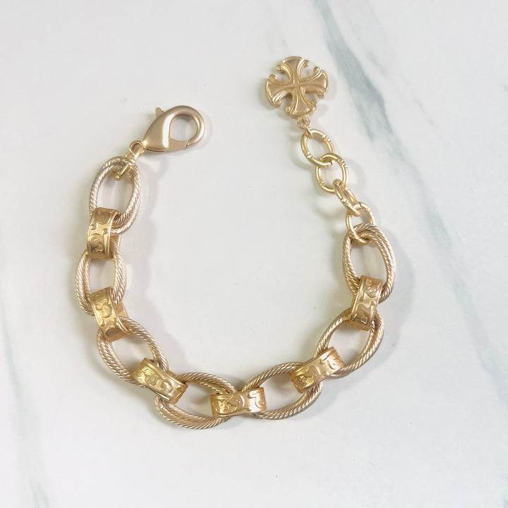 Phoenix Oval Link Bracelet in Aged Silver or Matte Gold