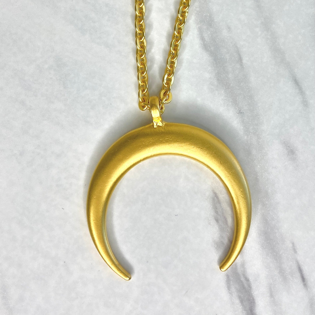 Gold Waxing Crescent Moon Pendant