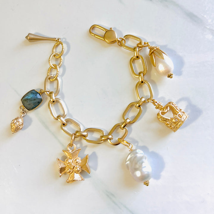 Champagne Gold Camelot Charm Bracelet