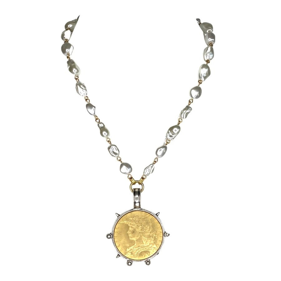 Large French Coin and Pearl Necklace – Fickle Fox Co