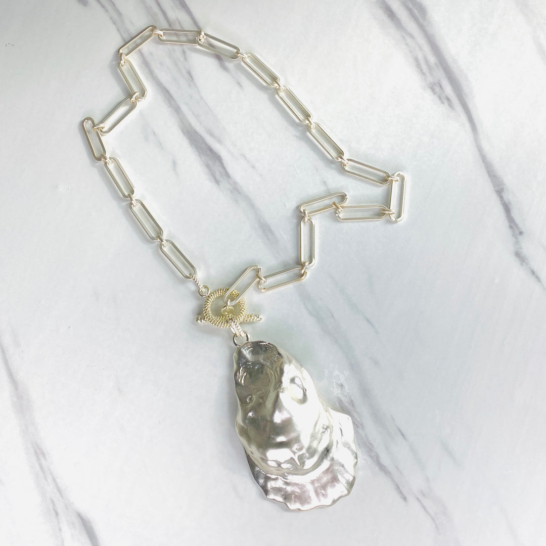 Veuve Silver Oyster Shell Statement Necklace